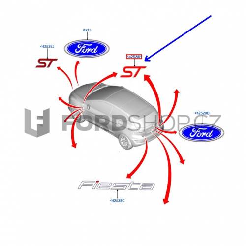 Zadní/boční znak ST Ford Fiesta