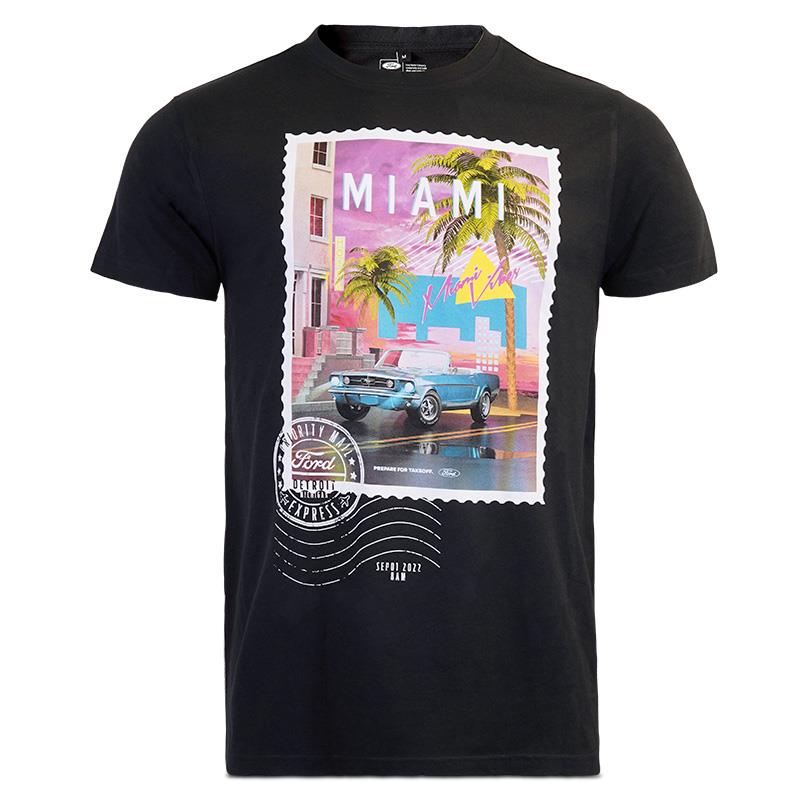 Tričko Ford Mustang Miami Vibes Stamp - černé M